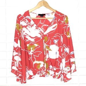 Sanctuary Coral and White Floral Blouse